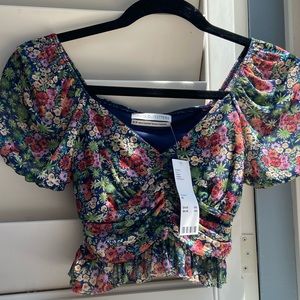 urban outfitters mech floral cropped top